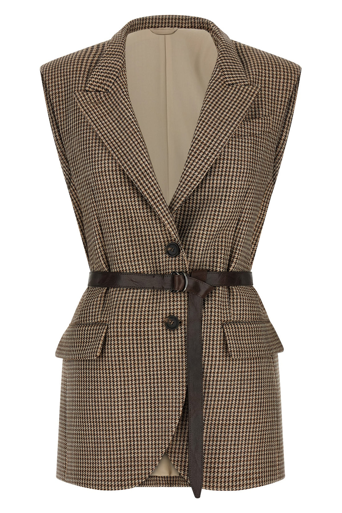 BRUNELLO CUCINELLI 40 sparkling virgin wool houndstooth vest