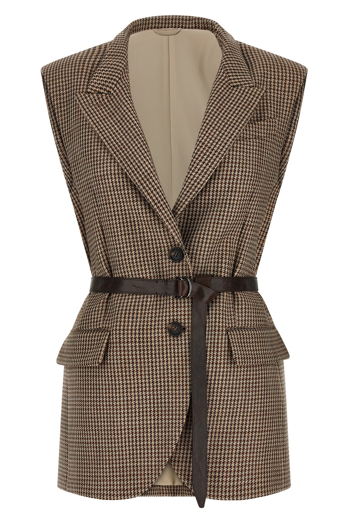 sparkling virgin wool houndstooth vest