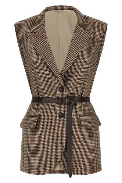 sparkling virgin wool houndstooth vest