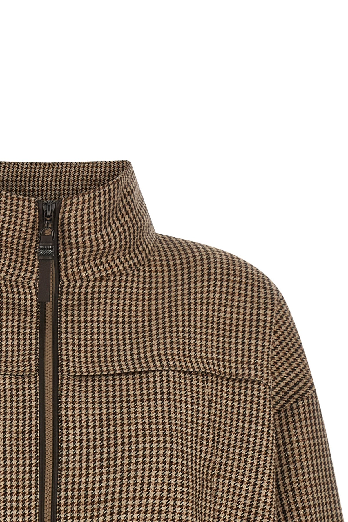 prince of wales-patterned virgin wool jacket woven