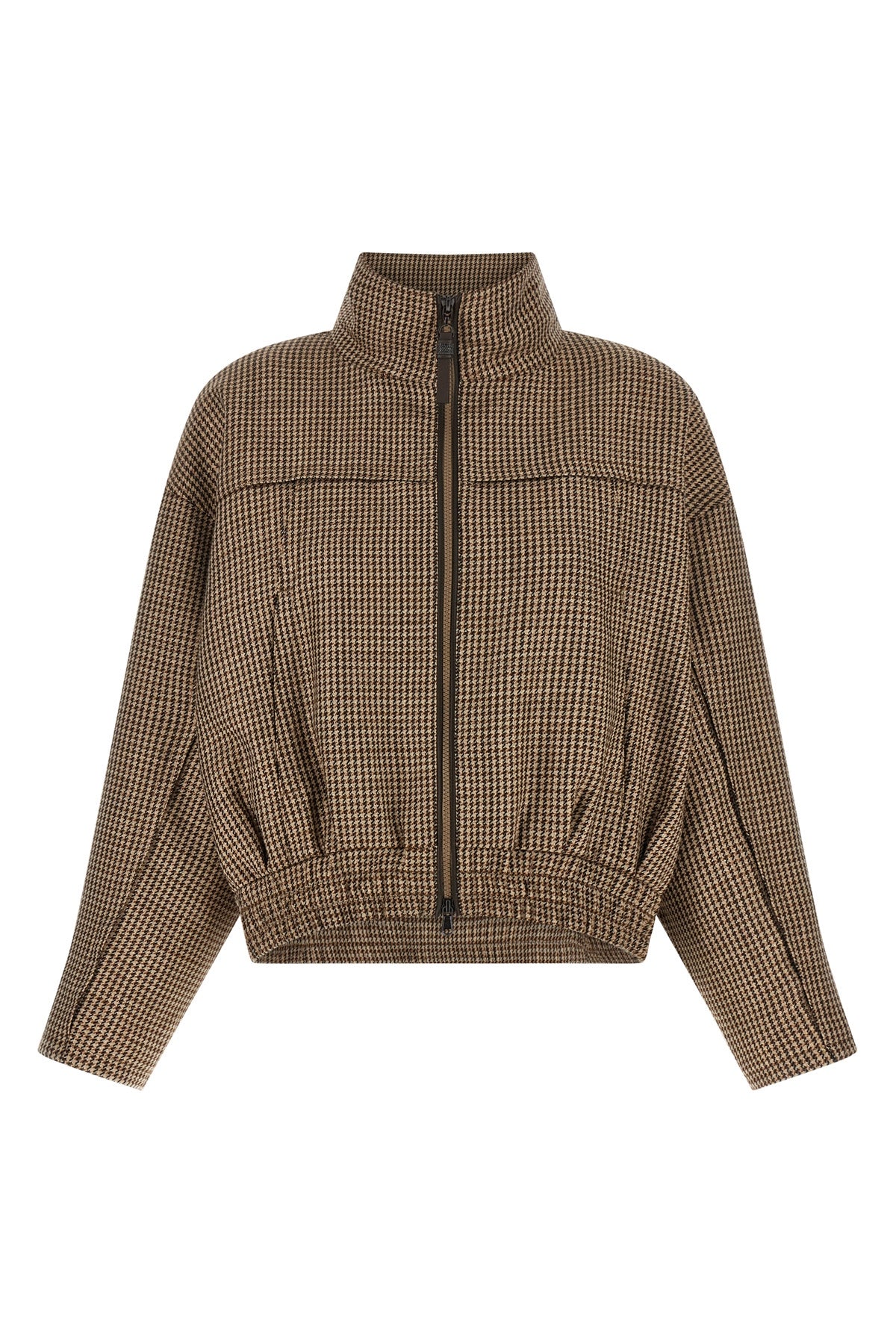 prince of wales-patterned virgin wool jacket woven