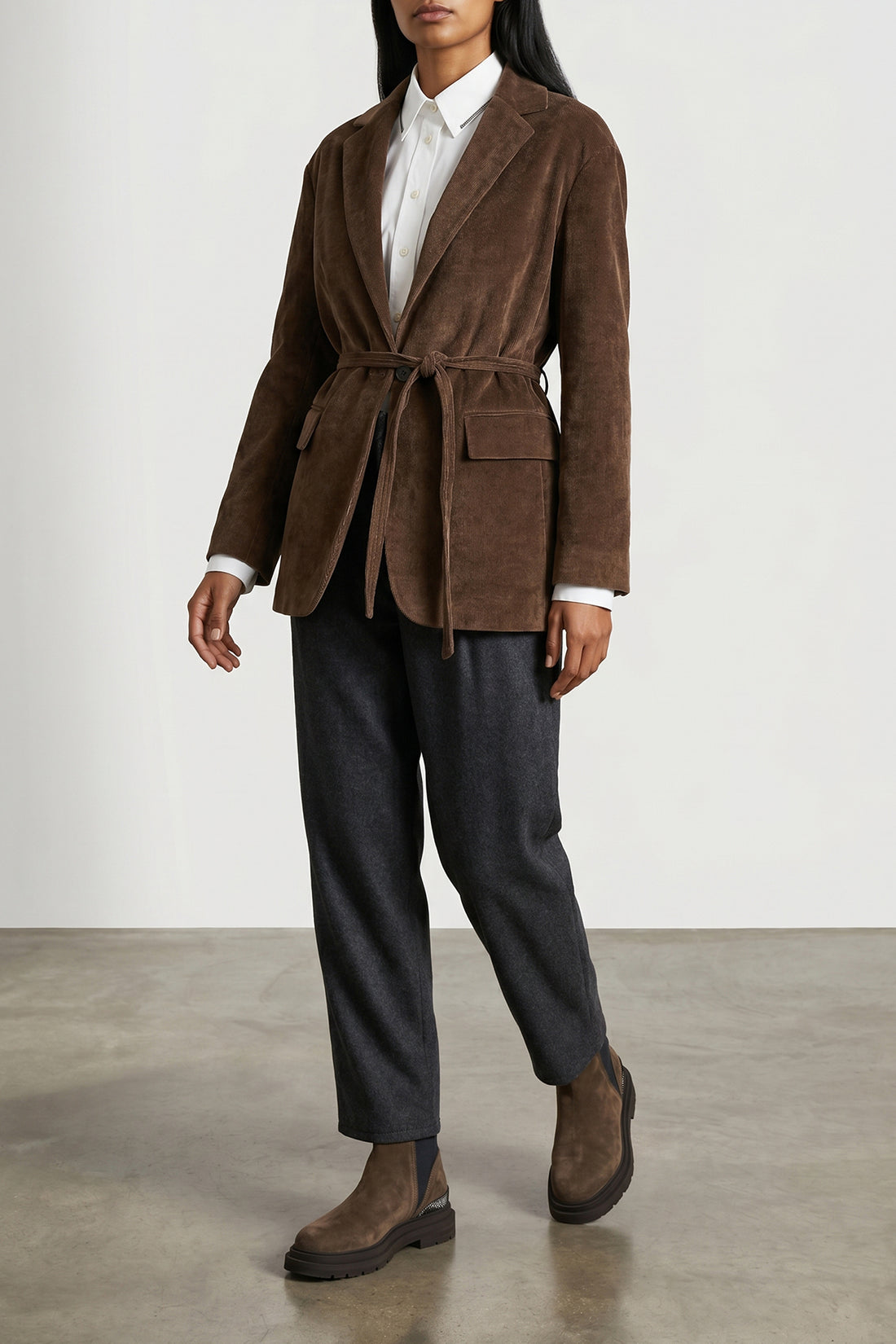 BRUNELLO CUCINELLI 34 microribbed cashmere blend velvet blazer