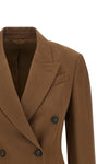 the brunello cucinelli double-breasted blazer in virgin wool tricotine and fluid