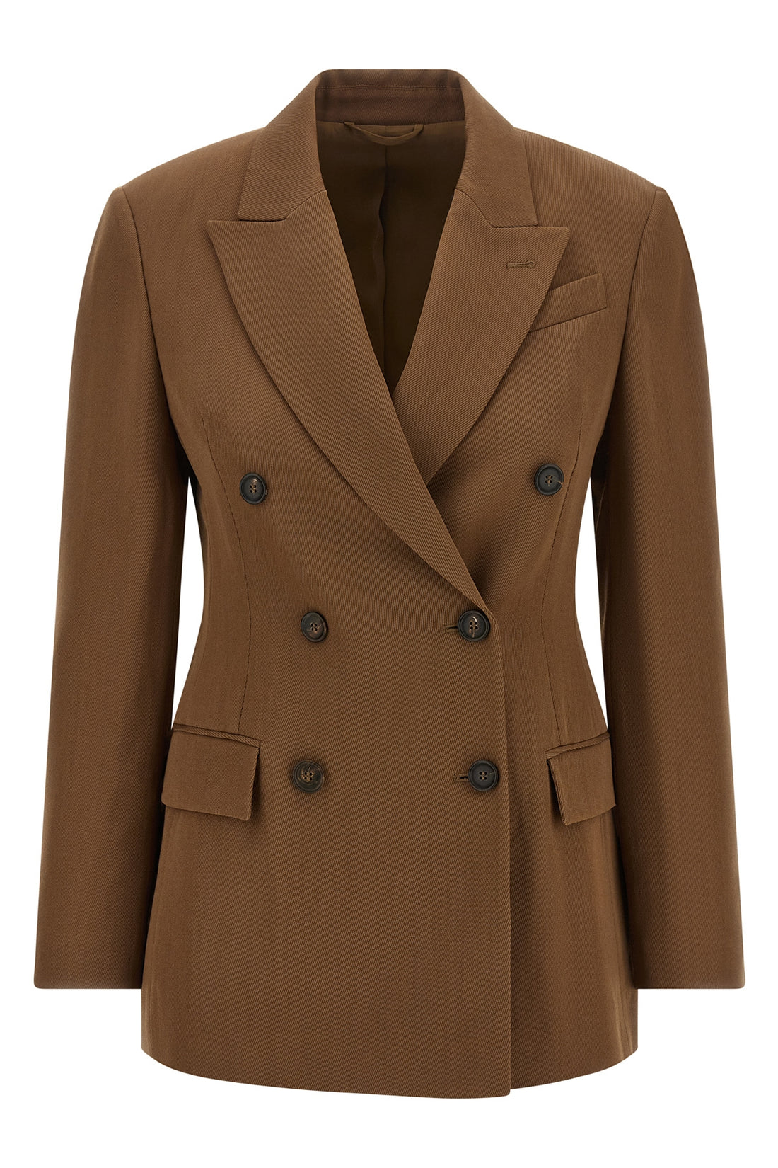 BRUNELLO CUCINELLI 38 the brunello cucinelli double-breasted blazer in virgin wool tricotine and fluid
