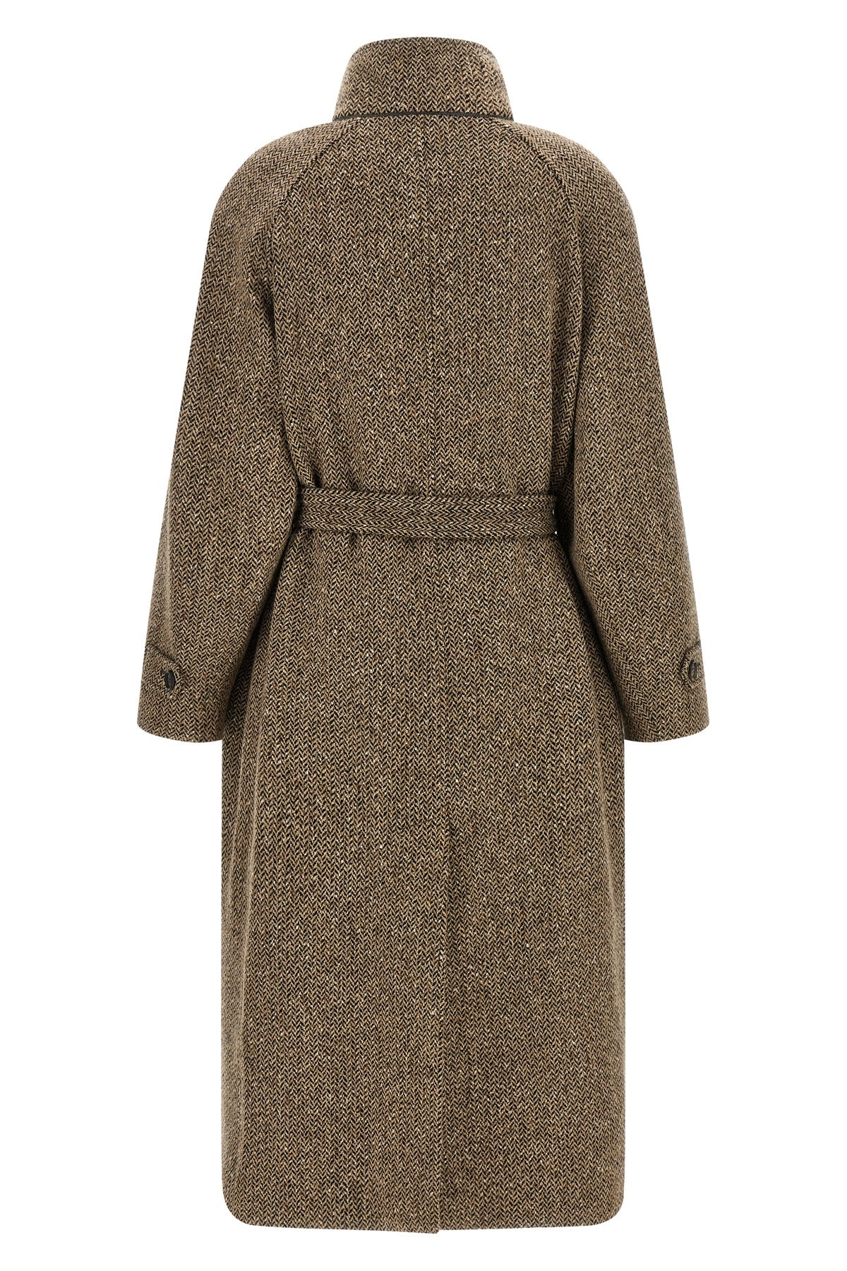 the brunello cucinelli coat redefines the codes of outerwear through an envelopi