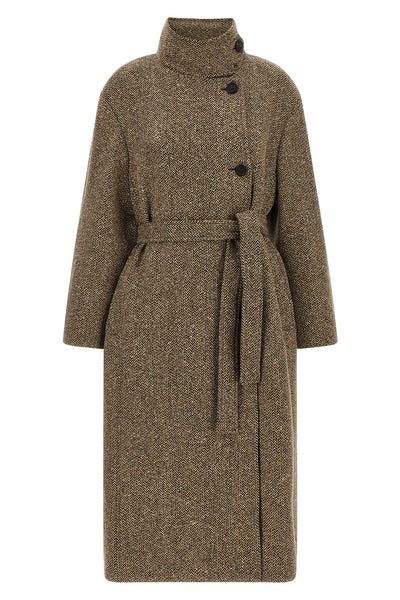 the brunello cucinelli coat redefines the codes of outerwear through an envelopi