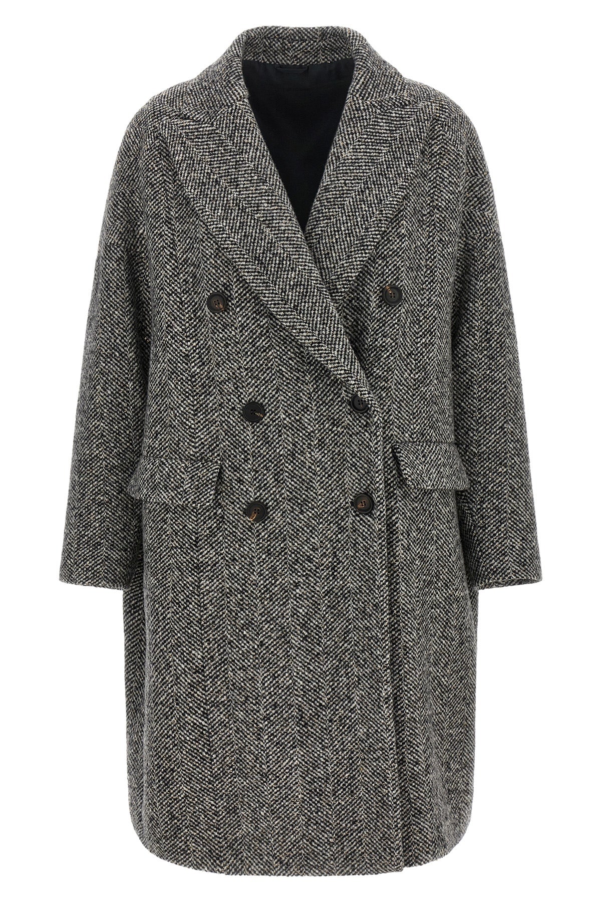 the brunello cucinelli coat redefines the volumes of outerwear through a double-