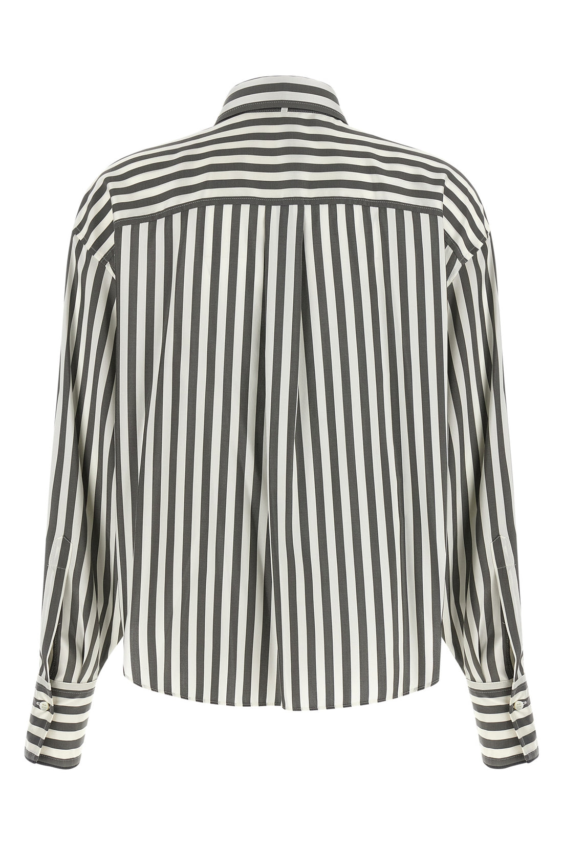 BRUNELLO CUCINELLI L the brunello cucinelli silk poplin shirt stands out for a two-tone striped sarto