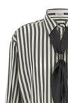 the brunello cucinelli silk poplin shirt stands out for a two-tone striped sarto