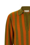 the alberto biani striped cashmere polo shirt redefines luxury knitwear through