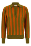 the alberto biani striped cashmere polo shirt redefines luxury knitwear through
