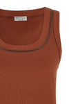 stretch cotton ribbed jersey top