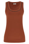 stretch cotton ribbed jersey top