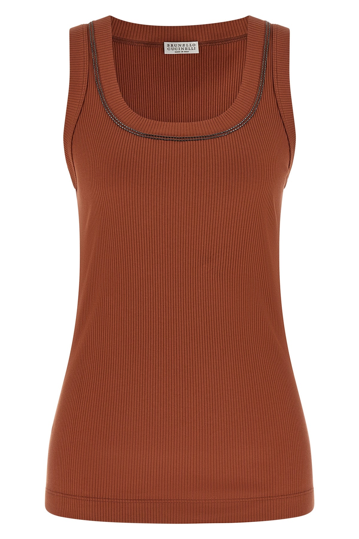 stretch cotton ribbed jersey top