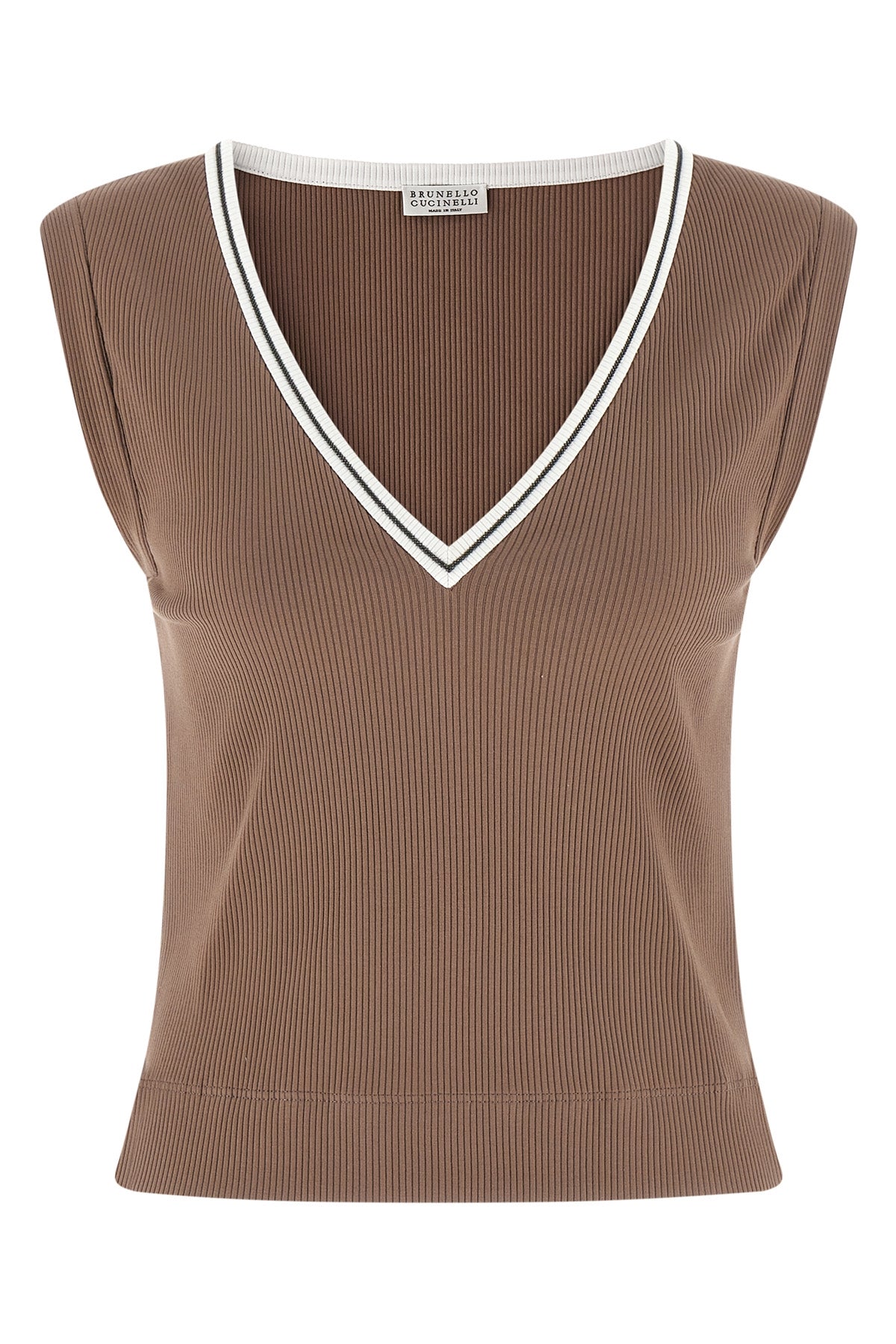 ribbed stretch cotton jersey tank top