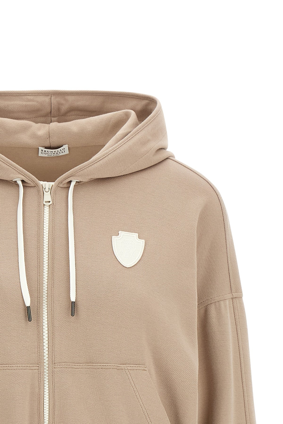 piqué cotton hoodie