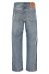 flattone used-effect stonewashed cotton denim jeans