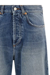 flattone used-effect stonewashed cotton denim jeans