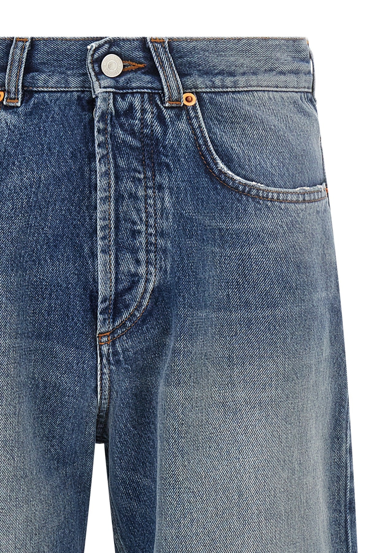 flattone used-effect stonewashed cotton denim jeans