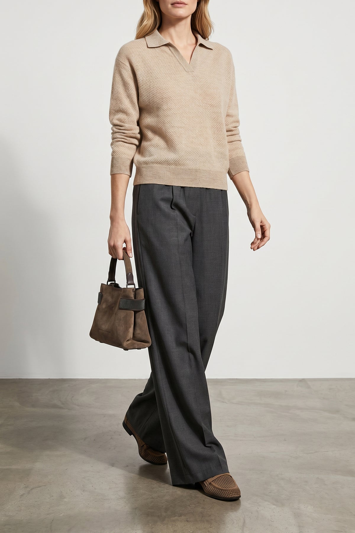 mohair and wool blend polo shirt woven