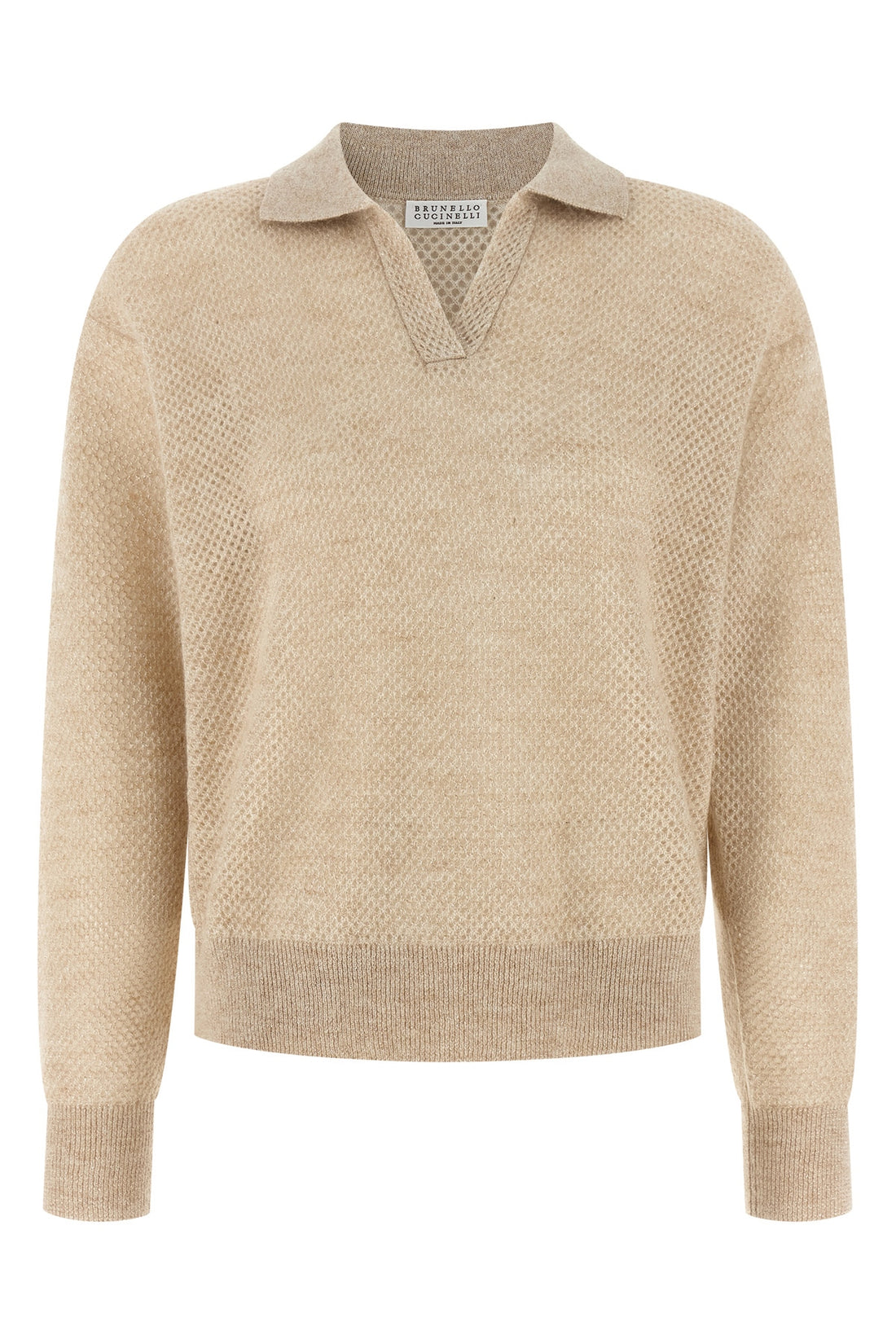 BRUNELLO CUCINELLI L mohair and wool blend polo shirt woven