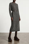 sparkling mohair and wool blend mesh knit midi dress woven