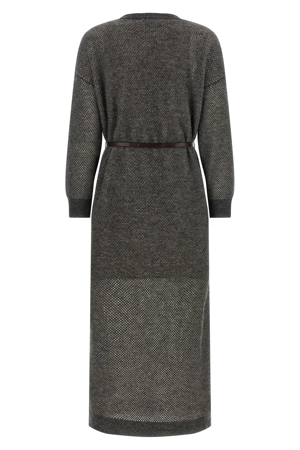 sparkling mohair and wool blend mesh knit midi dress woven
