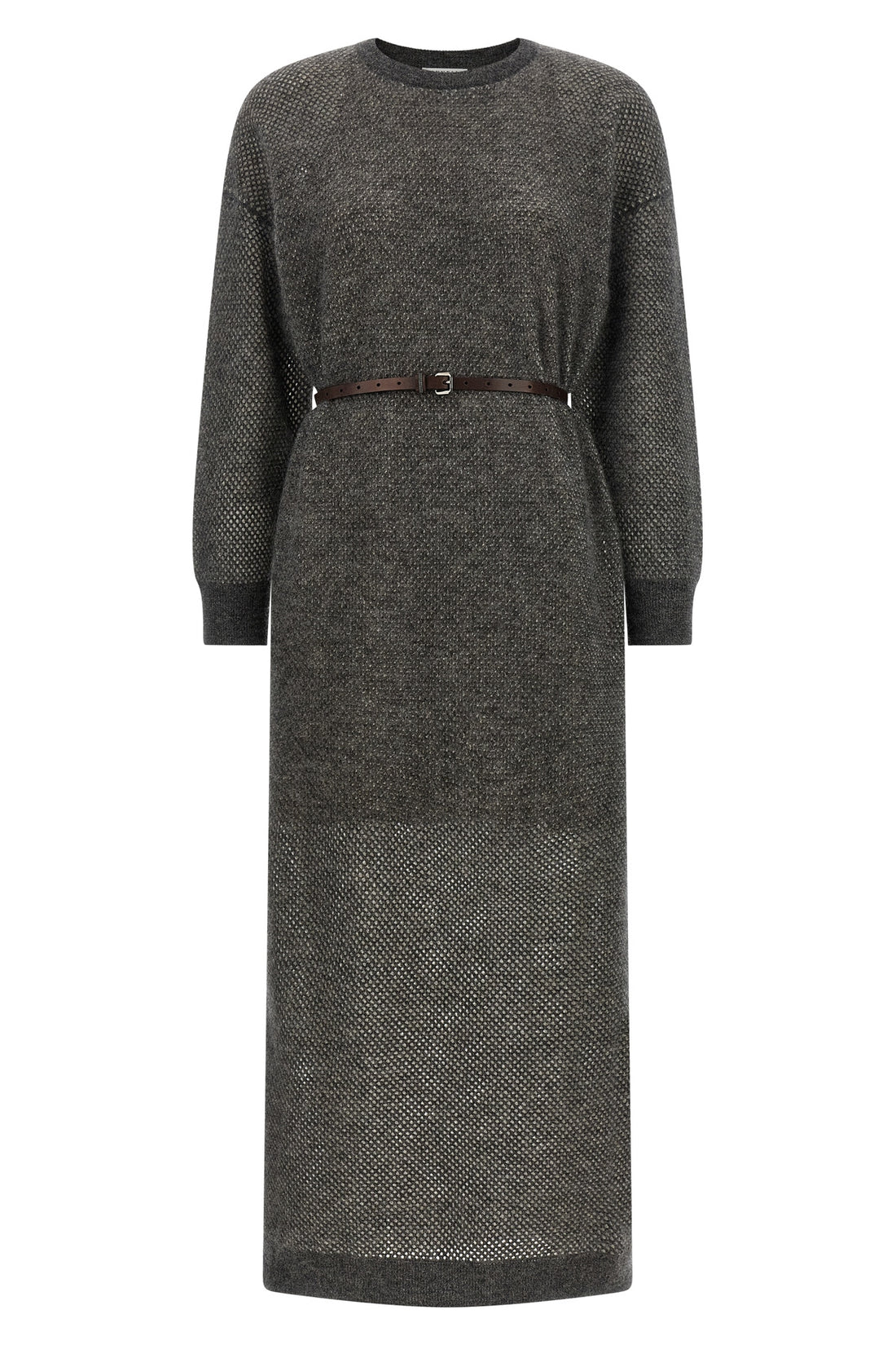 BRUNELLO CUCINELLI S sparkling mohair and wool blend mesh knit midi dress woven