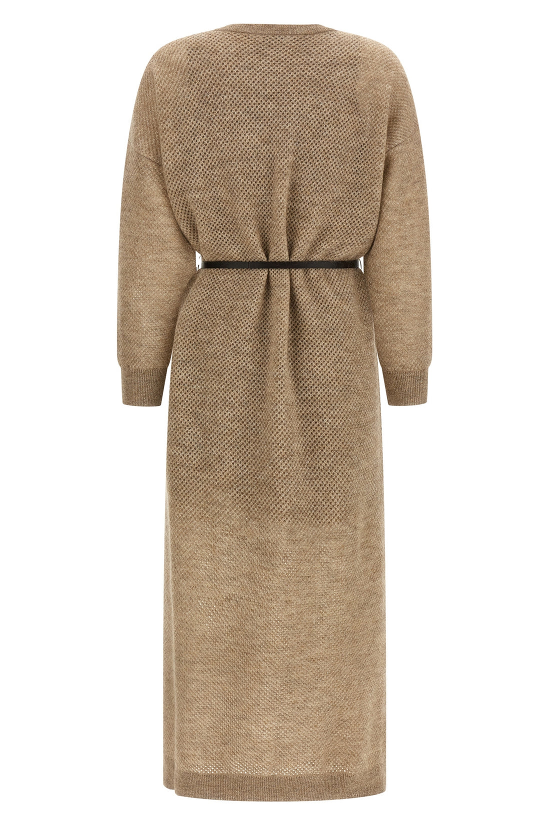 BRUNELLO CUCINELLI S brunello cucinellis midi dress stands out for its sophisticated mesh workmanshi