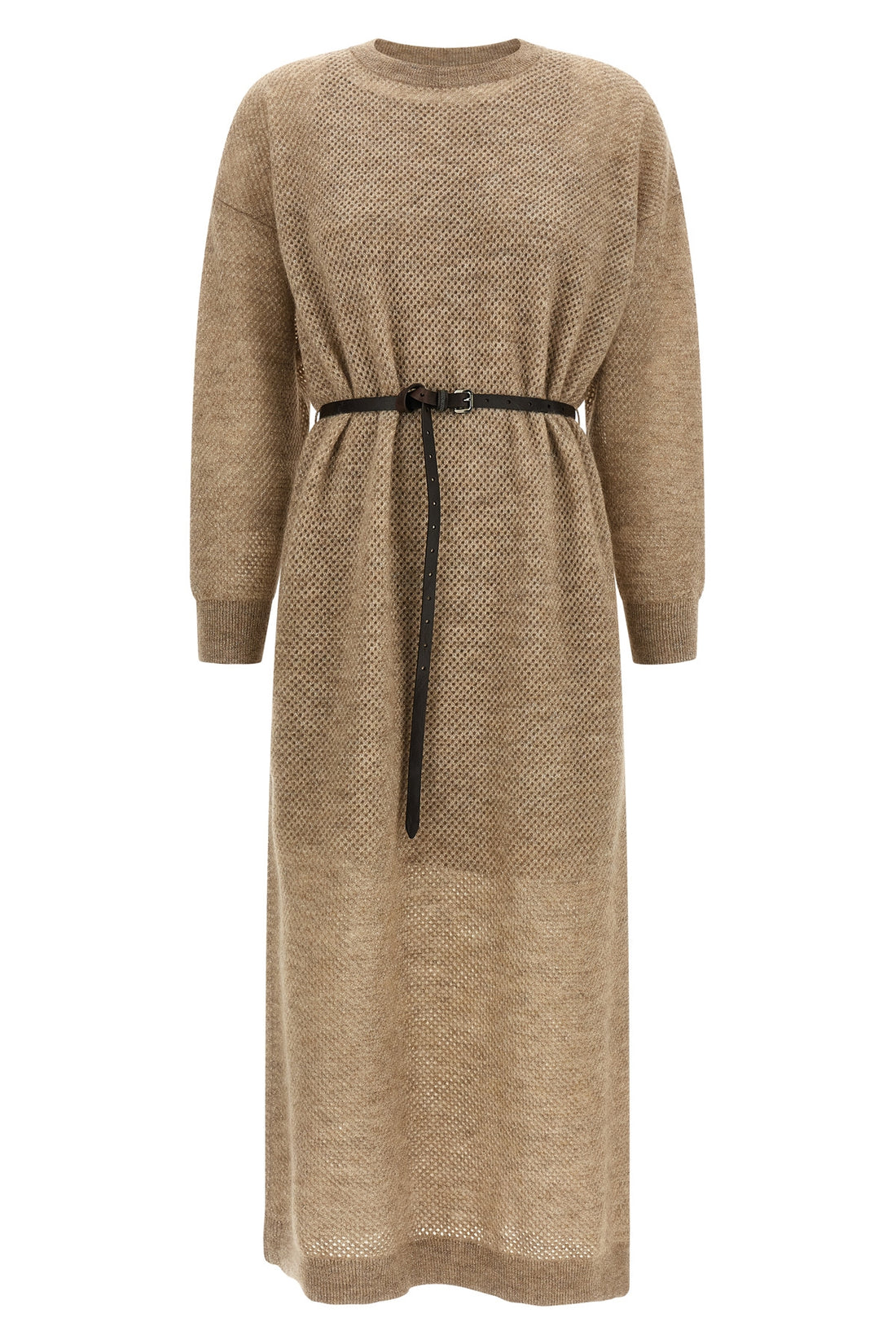 BRUNELLO CUCINELLI S brunello cucinellis midi dress stands out for its sophisticated mesh workmanshi