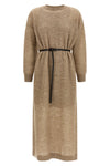 brunello cucinellis midi dress stands out for its sophisticated mesh workmanshi