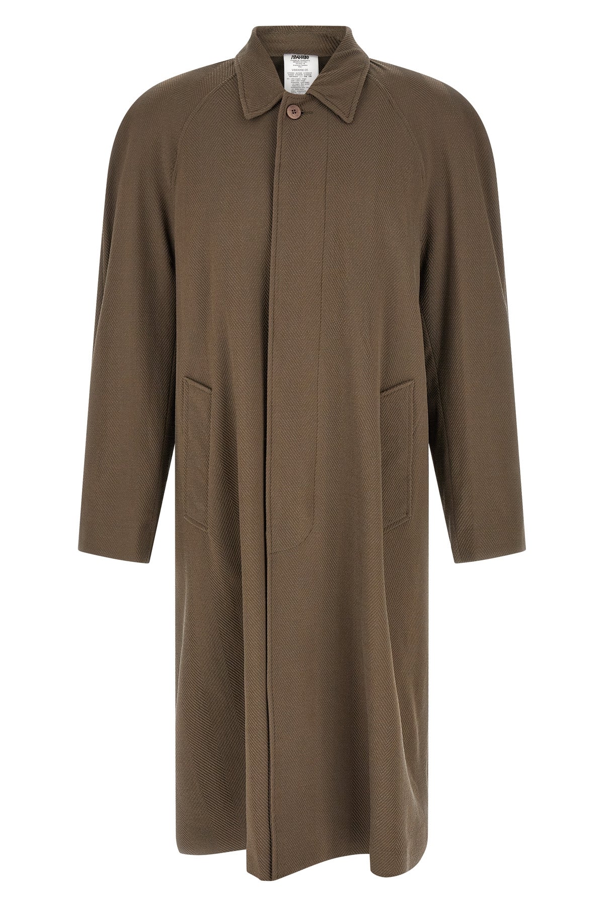 caligo embossed herringbone weave wool blend coat