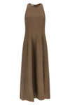 sleeveless dress in viscose and linen blend