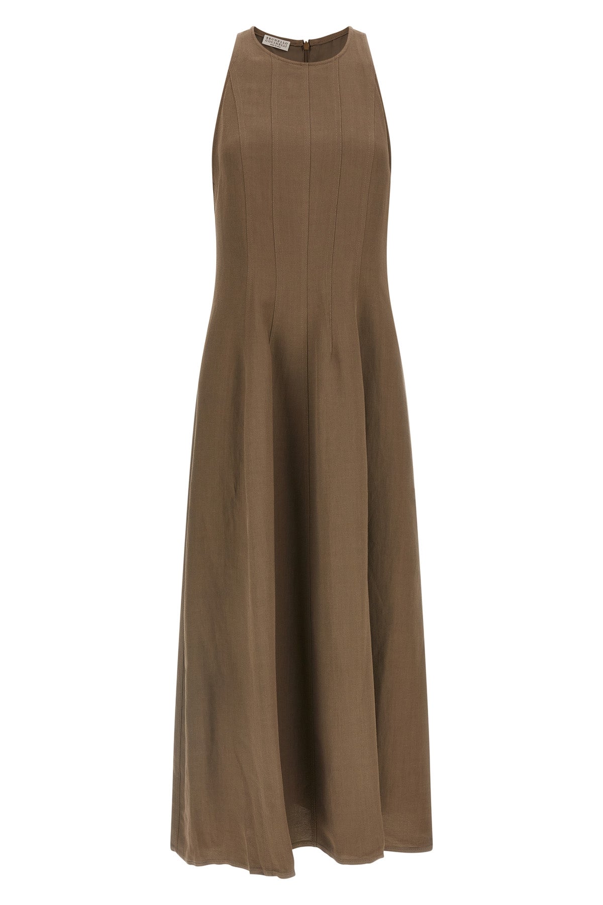 sleeveless dress in viscose and linen blend