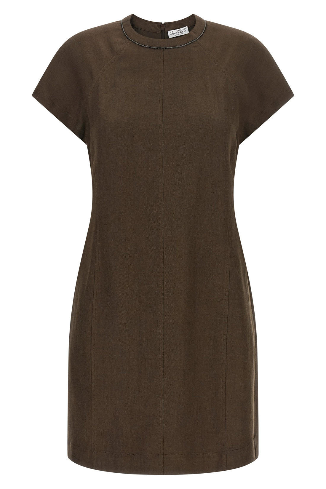 BRUNELLO CUCINELLI L mini t-shirt dress in fluid viscose and linen twill