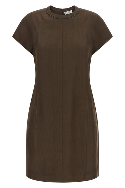 mini t-shirt dress in fluid viscose and linen twill