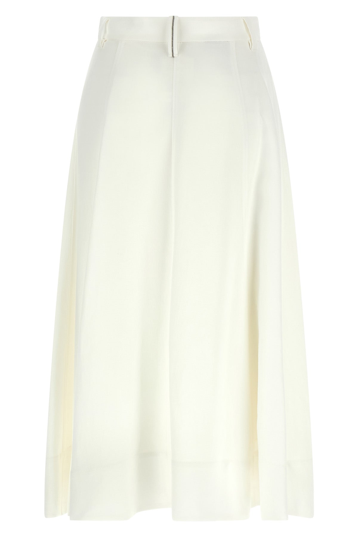 sartorial midi skirt in viscose and linen fluid twill