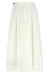 sartorial midi skirt in viscose and linen fluid twill