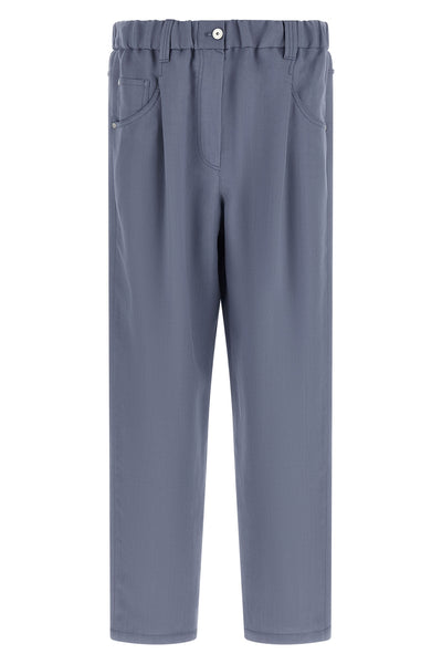baggy viscose and linen fluid twill pants