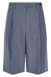 sartorial bermuda shorts in viscose and linen fluid twill