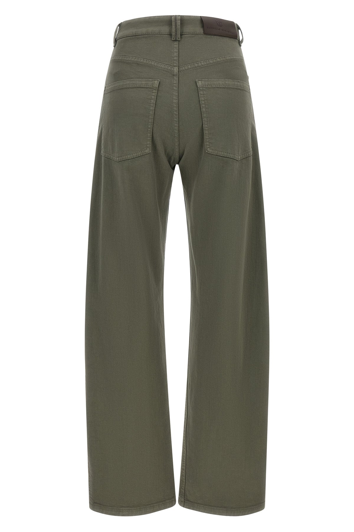 brunello cucinelli stretch cotton jeans define a wide-leg silhouette