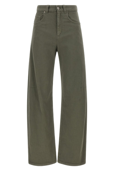 brunello cucinelli stretch cotton jeans define a wide-leg silhouette