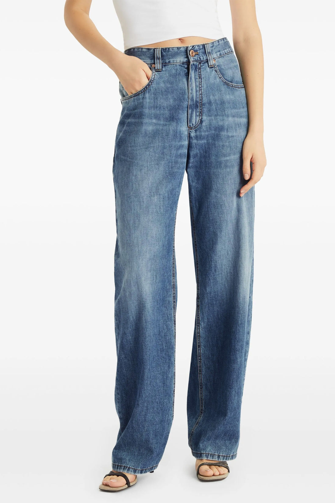BRUNELLO CUCINELLI 38 delavé cotton denim jeans