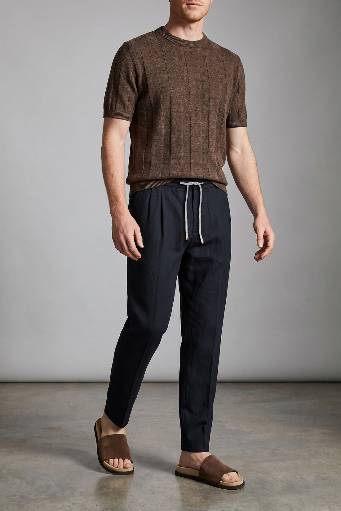 BRUNELLO CUCINELLI 46 linen and cotton blend pants