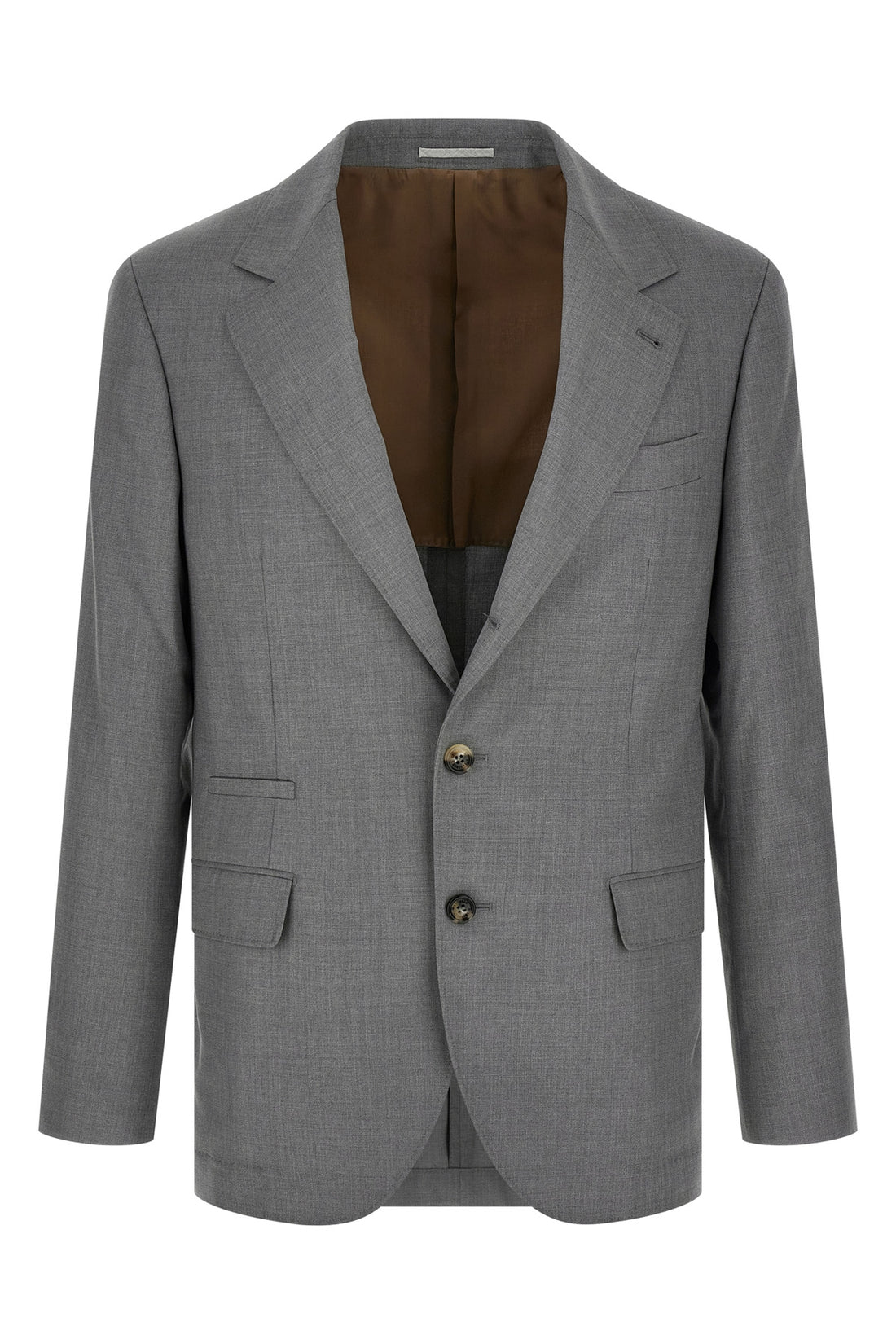 BRUNELLO CUCINELLI 52 light virgin wool and silk hopsack blazer