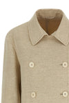 double-breasted jacket in linen and silk blend