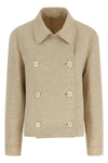 double-breasted jacket in linen and silk blend