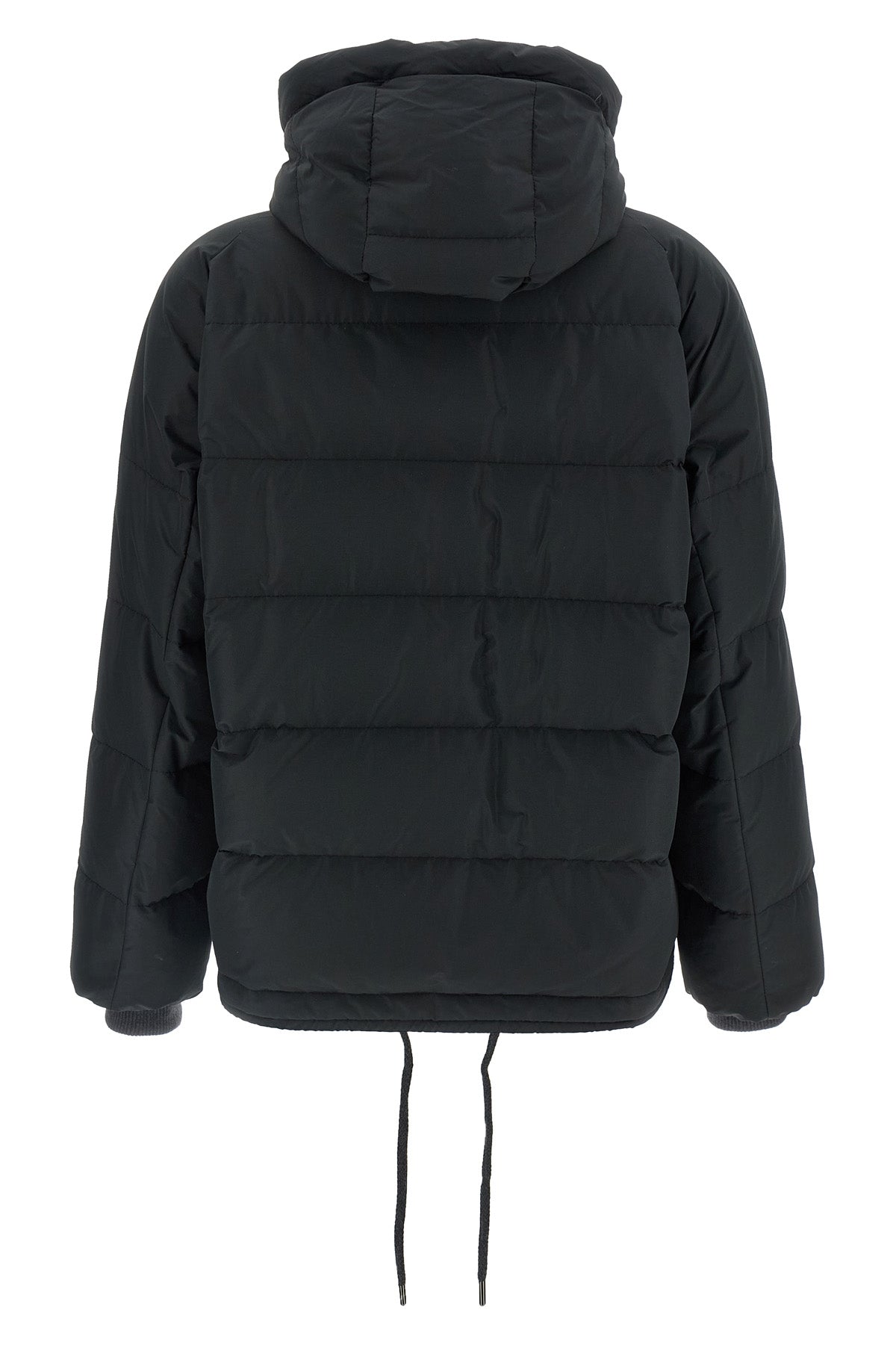 brunello cucinelli black tech taffeta down jacket redefines the codes of outerwe