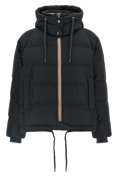 brunello cucinelli black tech taffeta down jacket redefines the codes of outerwe