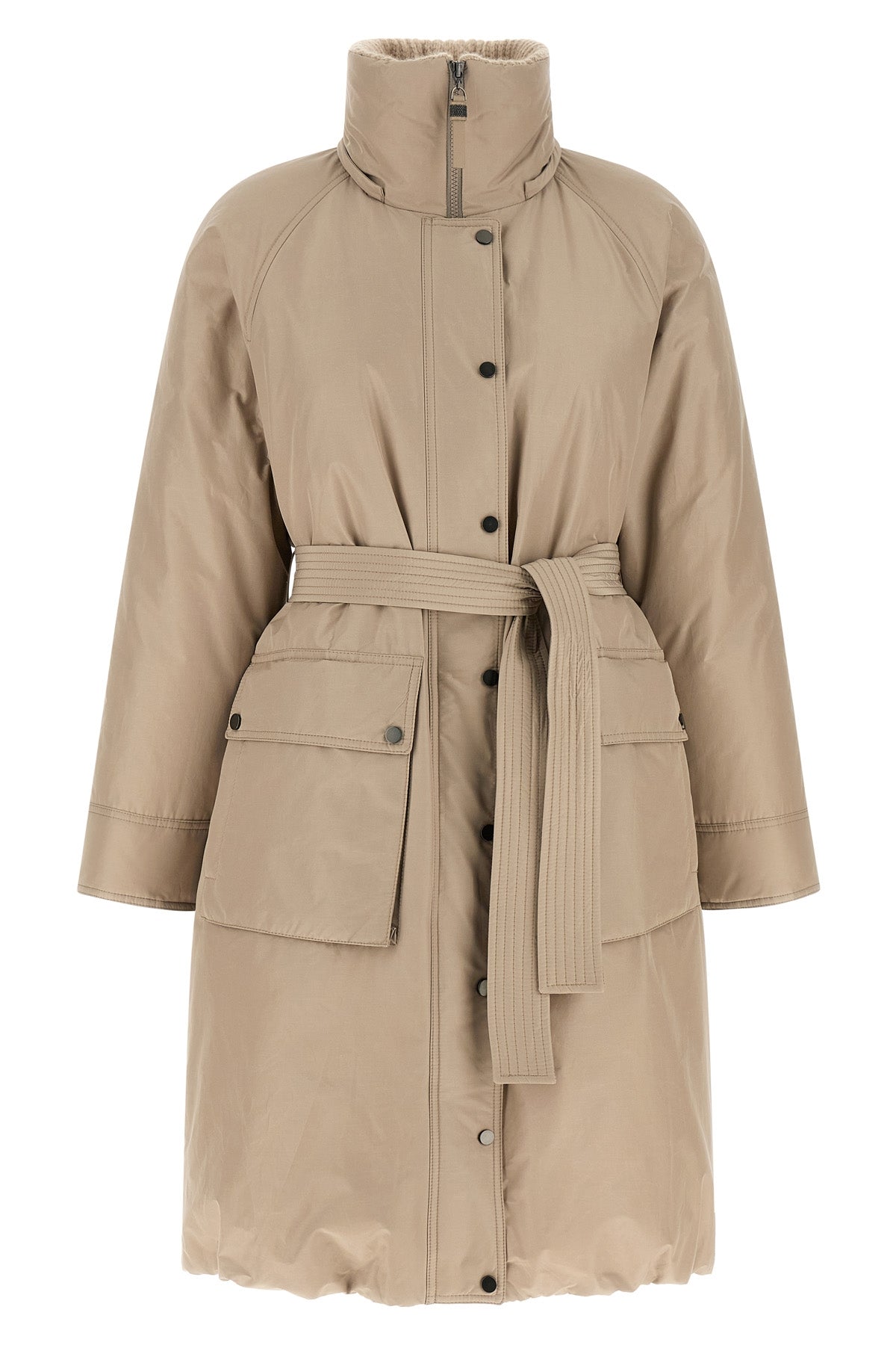 the long brunello cucinelli down jacket redefines the volumes of outerwear throu